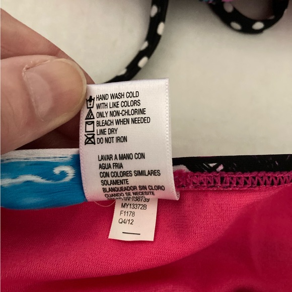 🌞NWOT California Waves Hawaiian Print Triangle Top with Bikini Bottoms A - Picture 4 of 11